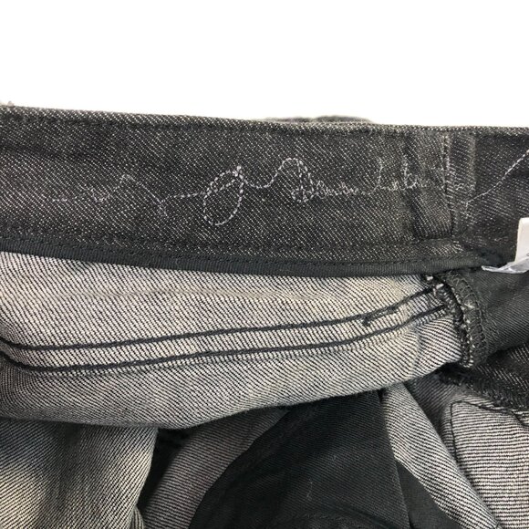 Denim Lab Black Leather Embroidery Skinny Ultra Low Rise Jeans - Picture 10 of 12